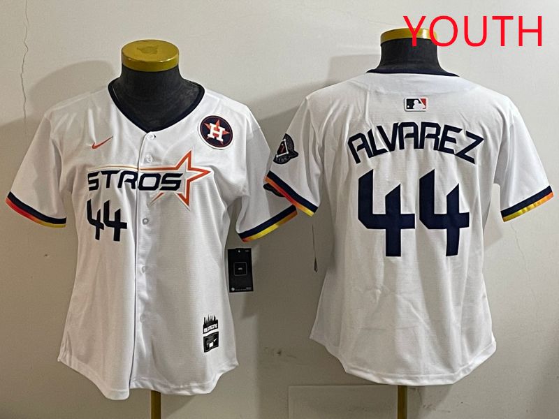 Youth Houston Astros 44 Alvarez White three generations Joint Name Nike 2025 MLB Jersey style 7